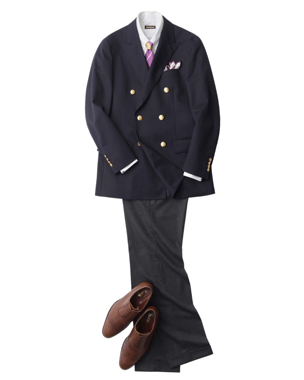 【金ボタン×美品✨上質ウール】Paul Stuart ダブル紺ブレ A6 紳士服 QUINTESSENTIAL】ダブル6ボタン ブレザー(ジャケット)｜Paul Stuart
