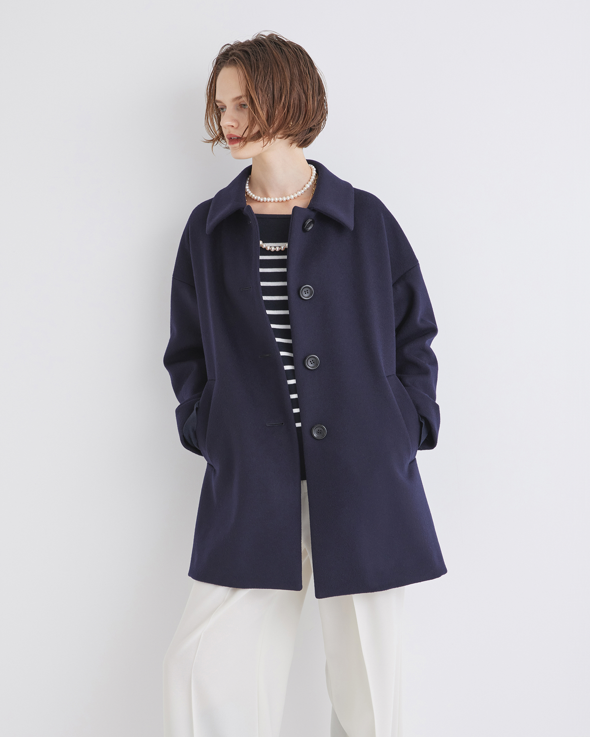 美品SANYO COATチェスターコートLLネイビーsuper100's三陽商会 サンヨーコート ネイビーチェスターコート M